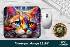 Psychedelic cat mouse pad sublimation | Mousepad wrap