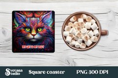 Cat square coaster sublimation PNG design bundle Product Image 4