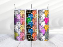 Cute Cats 20oz Skinny Tumbler Design| Cute Cats Tumbler Wrap Product Image 5