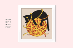 3D Cute Cat Shadowbox Svg, Layered Black Cat With Yarn Ball Product Image 1