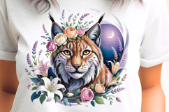 Whimsical Bobcat with Moon PNG Sublimation Product Image 1