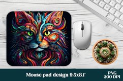 Psychedelic cat mouse pad sublimation design