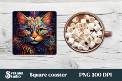 Cat square coaster sublimation PNG | Cat coaster PNG