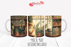 Cat Library | Cute Cat |11oz &amp; 15oz Sublimation Mug Product Image 1
