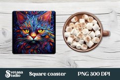 Cat square coaster sublimation PNG design love