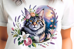 Maine Coon Lily Cat PNG Sublimation Product Image 1