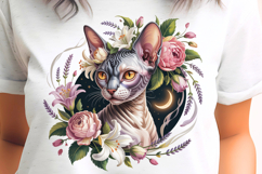 Sphynx Cat with Roses PNG Sublimation Product Image 1