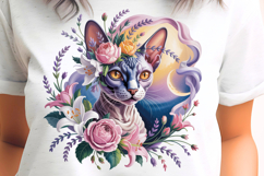 Bohemian Rose Sphynx Cat PNG Sublimation Product Image 1