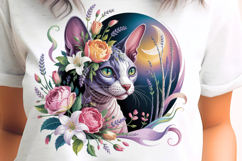 Bohemian Lily Sphynx Cat PNG Sublimation Product Image 1