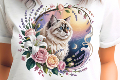 Floral Rose and Lily frame with Cat PNG Sublimation Product Image 1