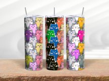 Cute Cats 20oz Skinny Tumbler Design| Cute Cats Tumbler Wrap Product Image 11