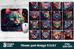 Psychedelic cat mouse pad sublimation bundle PNG design