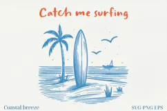 Summer Coastal Line Art Clipart | SVG & PNG |Summer Beach Product Image 1