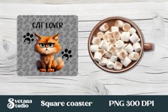 Funny cat square coaster sublimation design bundle Product Image 4