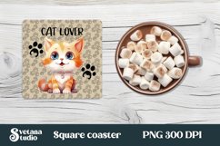 Funny cat square coaster sublimation design bundle Product Image 3