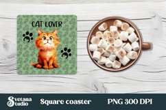 Funny cat square coaster sublimation design bundle Product Image 2