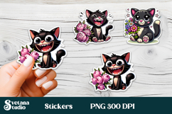 Funny cat stickers printable | Cute animal stickers PNG Product Image 1