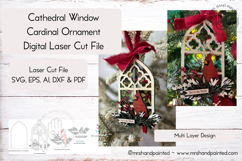 Cathedral Window Cardinal Ornament - Laser Cut File Product Image 1