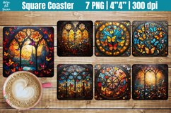Cathedral window Square Coaster| Sublimation Coaster Product Image 1