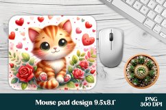 Ginger cat flower mouse pad PNG sublimation design Product Image 1