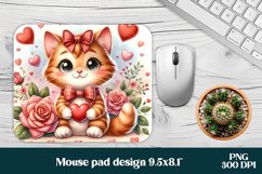 Ginger cat flower mouse pad sublimation design | Mousepad Product Image 1