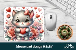 Grey cat flower mouse pad sublimation PNG | Mousepad PNG Product Image 1