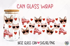 Valentines Day Svg Libbey Glass Can Wrap Svg, 16oz Glass Can Product Image 1