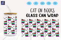 Cat on Books Glass Wrap | Book Lover Libbey Glass Wrap Product Image 1