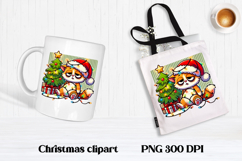 Funny Christmas cat clipart | Christmas animal sublimation Product Image 1