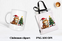 Funny Christmas cat clipart | Christmas animal sublimation Product Image 1