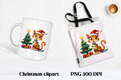 Funny Christmas cat clipart | Christmas animal sublimation Product Image 1