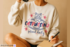 Cat Coffee Cup Pun Hand-drawn PNG SVG Design Product Image 3