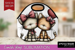 Cats Valentine Lunch Bag Whimsical Animal Lunch Bug PNG Product Image 1