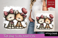 Cats Valentine Tote Bag Whimsical Animal Tote Bag PNG Product Image 1