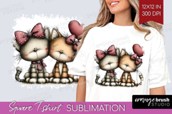 Cats Valentine Square Tshirt Background Whimsical Animal PNG Product Image 1