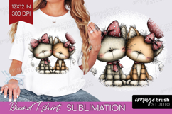 Cats Valentine Round Tshirt Background Whimsical Animal PNG Product Image 1