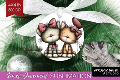Cats Valentine Ornament PNG Whimsical Animal PNG Sublimation Product Image 1