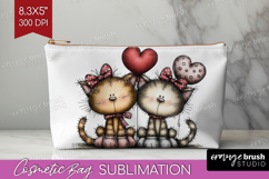Cats Valentine Cosmetic Bag Whimsical Animal Makeup Bag PNG Product Image 1