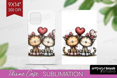 Cats Valentine Phone Case PNG Whimsical Animal Case PNG Product Image 1