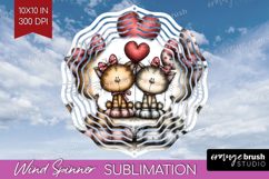 Cats Valentine Wind Spinner Sublimation PNG Whimsical Animal Product Image 1