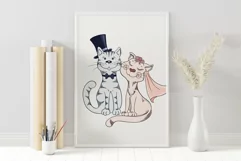 Funny Love Cats PNG, Funny Wedding sublimation, Bridal card Product Image 4
