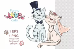 Funny Love Cats PNG, Funny Wedding sublimation, Bridal card Product Image 1