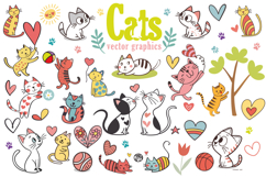 Doodle Colorful Cats Vector Pack Product Image 1