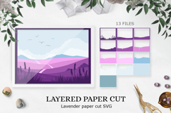 Lavender fields 3D papercut / lavender papercut SVG Product Image 1