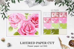 Roses shadow box / Flower 3D layered Paper Cut Product Image 1