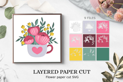 Cup of flower Layered paper cut / 3D Shadow Box Product Image 1