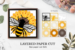 Bee paper cut | Sunflower paper cut | Sunflower bee paper Product Image 1