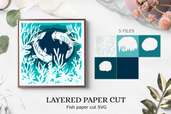 Fishes layered paper cut | paper cut| 3D Paper cut Shadow Product Image 1