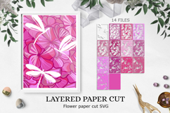 Flower and dragonfly layered paper cut / cricut machine Product Image 1