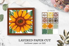 Sunflower layered paper cut /Sunflower 3D SVG Product Image 1